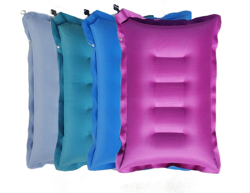 RAV Pack of 4 Cotton Fabric Travelling Pillow Cushion Sleeping Bag Backpacking Pillow Soft Comfortable Air Inflatable Travel Pillow Tourist Pillow Cotton Air Pillow Color Multi Color - Image 1