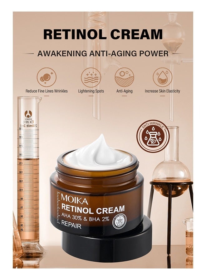 MOIKA Retinol Cream AHA 30% & BHA 2%，Anti-Aging Retinol Cream For Skin Renewing And Cure Enlarged Pores 30g - Image 3