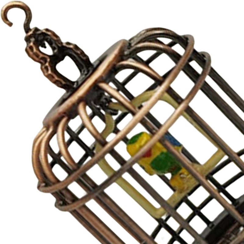 كلاراكو قفص طيور مصغر من سبيكة معدنية بتصميم عتيق مع خطاف لتعليق الطيور، نموذج مناسب لبيوت الدمى بمقياس 1/12، ديكور غرفة المعيشة، لعبة مشهد الحياة، برونزي - Image 3