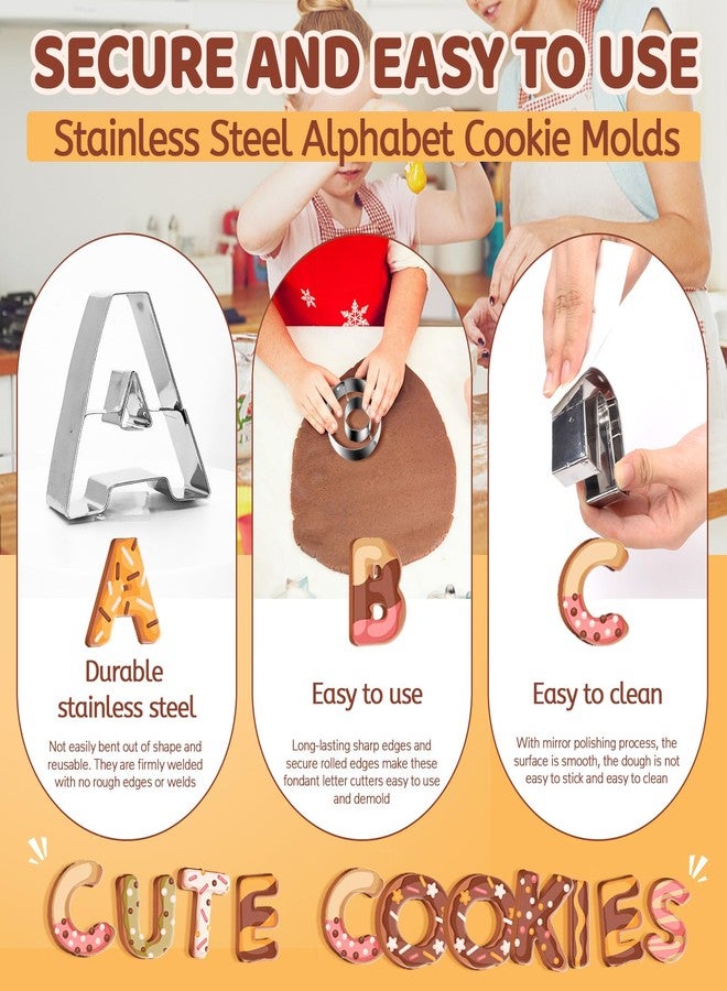 Realand 26Pcs Extra Large 2.6in Alphabet Letter Cookie Cutters Shapes - Stainless Steel Abc Cookie Cutters Set Metal Fondant Biscuit Tools for Christmas Birthday Holiday Cake Baking - Image 3