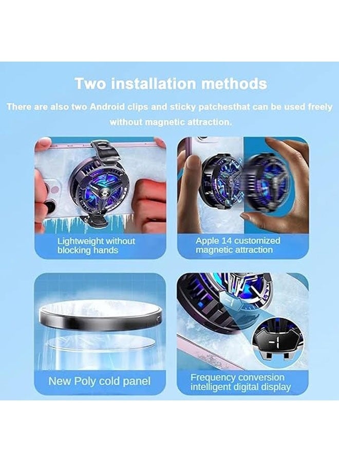 Mobile Phone Cooler Magnetic Phone Cooling Fan with Semiconductor Cooling Chip, Universal Mobile Phone Semiconductor Cooler for Android/Tablet/iPad Games