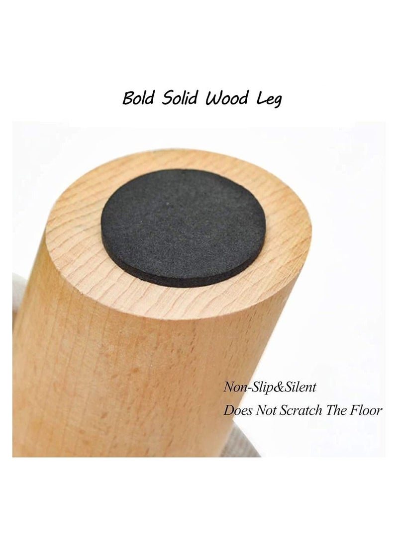 Generic FFD Round Footstool Ottoman Upholstered Pouffe Footrest Chair Change Shoe Solid Wooden Stool Removable Linen Cover Design For Body Support Durable Comfortable Footstool Pouffes Chair  - Image 3