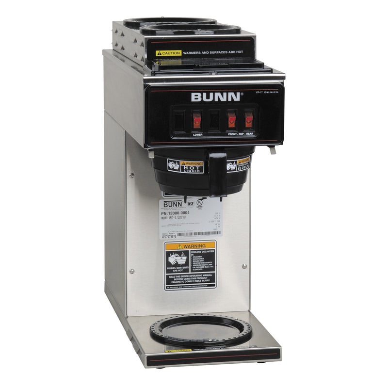 Bunn BUNN 133000004 VP173SS2U Pourover Commercial Coffee Brewer with One Lower and Two Upper Warmers Stainless Steel