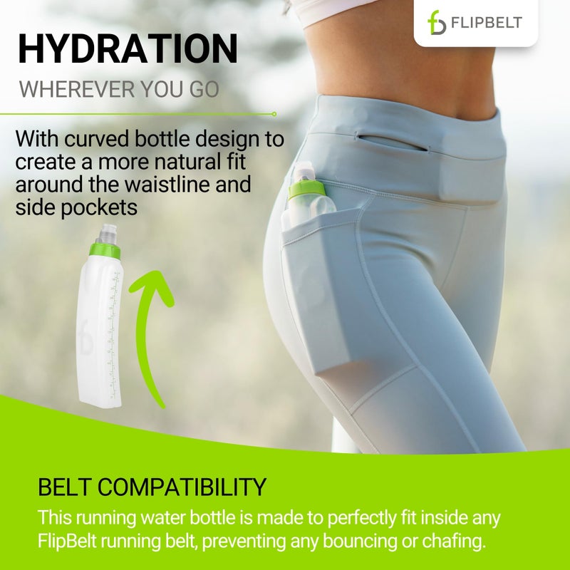 FlipBelt Arc Water Bottle Running Belt, Curved Hydration Running Bottle, 11 Fl. Oz, Green - Image 3