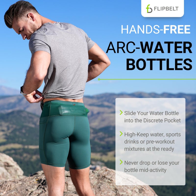 FlipBelt Arc Water Bottle Running Belt, Curved Hydration Running Bottle, 11 Fl. Oz, Green - Image 5