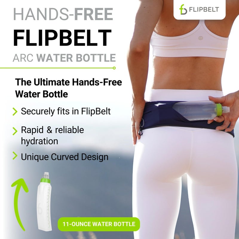 FlipBelt Arc Water Bottle Running Belt, Curved Hydration Running Bottle, 11 Fl. Oz, Green - Image 2
