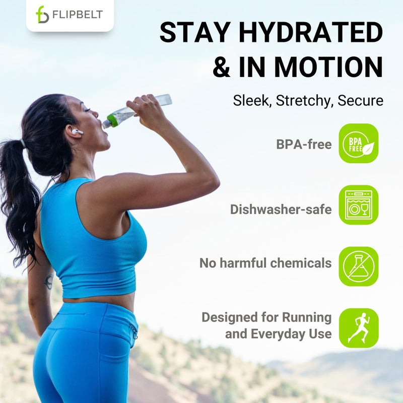 FlipBelt Arc Water Bottle Running Belt, Curved Hydration Running Bottle, 11 Fl. Oz, Green - Image 4