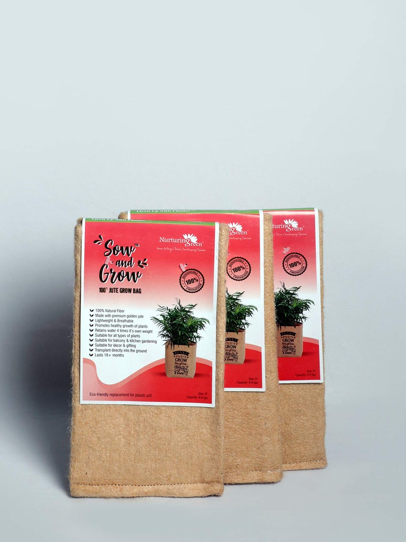 Nurturing Green® 12 Inch Eco-Friendly Jute Grow Bag (Pack of 3) - Image 4
