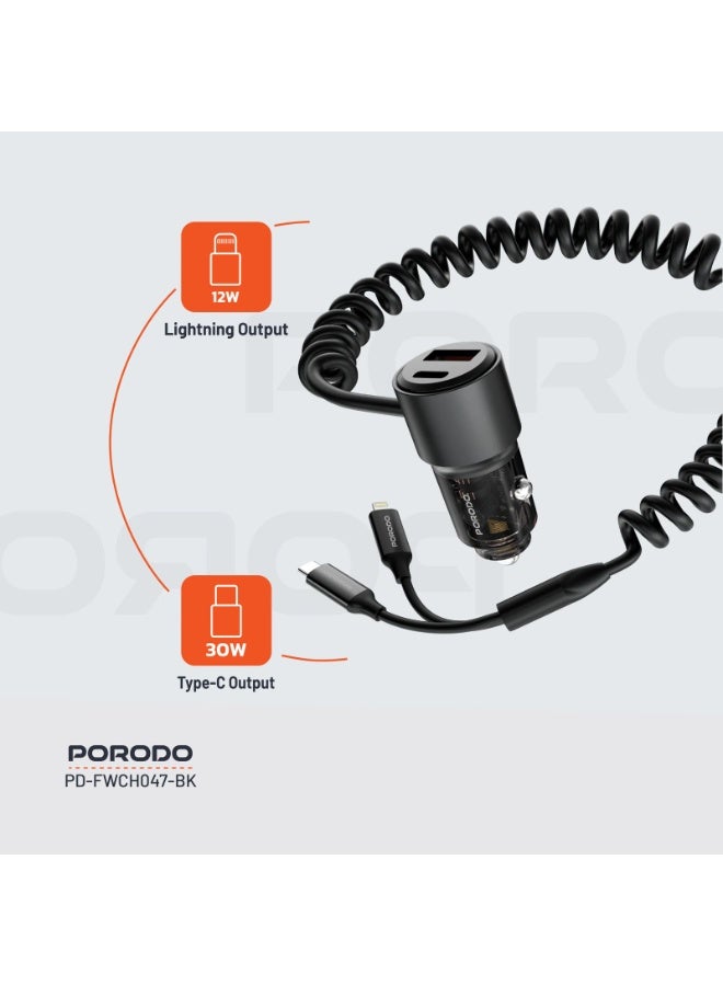95W Car Charger Transparent Multi-Device PD Charging with 90cm USB-C to USB-C Cable / Simultaneous Fast Charging / Universal Compatibility / Efficient Charging for Road Trips and Travel - Image 3