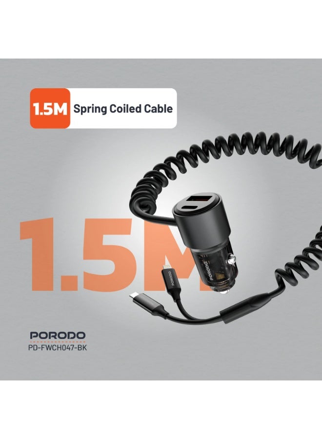 95W Car Charger Transparent Multi-Device PD Charging with 90cm USB-C to USB-C Cable / Simultaneous Fast Charging / Universal Compatibility / Efficient Charging for Road Trips and Travel - Image 5