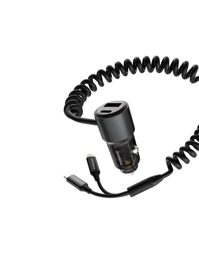 95W Car Charger Transparent Multi-Device PD Charging with 90cm USB-C to USB-C Cable / Simultaneous Fast Charging / Universal Compatibility / Efficient Charging for Road Trips and Travel - Image 4