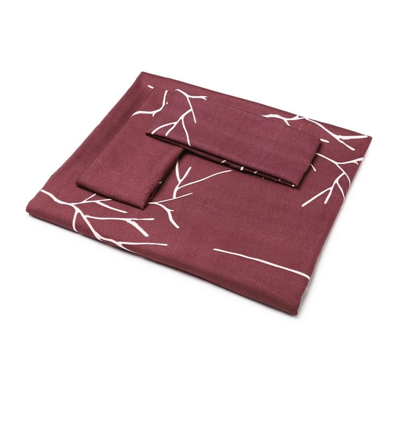 BELVOSTUM 280 TC Glace Printed Cotton Bedsheet for Double Bed Perfect for King Size BedSheet, Cotton Bedspread for King Size Bed- Includes 1 Double Bed Sheet and 2 Pillow Covers - Dark Wine Colour - Image 2