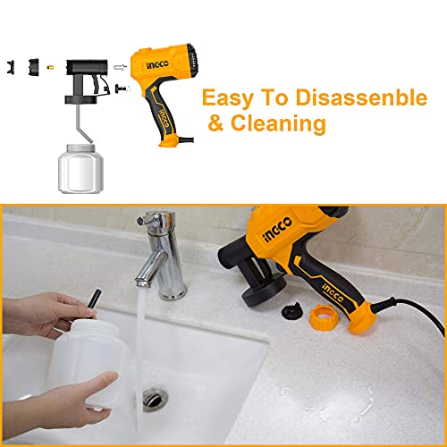 Ingco 450W Electric Spray Gun, 800ml, 1.5mm Copper Nozzle, 380ml/min, Corded, Multicolor, Round Style, Suitable for Base Coat Spray Gun, Auto Paint, DIY, Indoor/Outdoor Use - Image 5