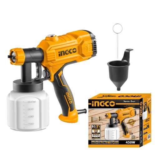 Ingco 450W Electric Spray Gun, 800ml, 1.5mm Copper Nozzle, 380ml/min, Corded, Multicolor, Round Style, Suitable for Base Coat Spray Gun, Auto Paint, DIY, Indoor/Outdoor Use - Image 1