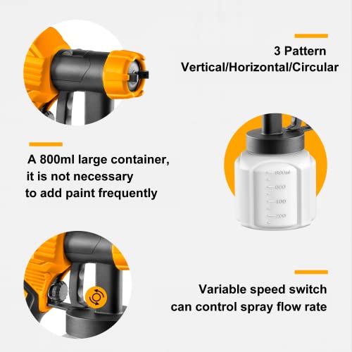 Ingco 450W Electric Spray Gun, 800ml, 1.5mm Copper Nozzle, 380ml/min, Corded, Multicolor, Round Style, Suitable for Base Coat Spray Gun, Auto Paint, DIY, Indoor/Outdoor Use - Image 4