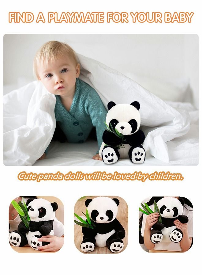 GROIC 28cm Panda Plush Toy Plush Animal Doll Animal Plush Toy Children's Cartoon Animal Toy Companion Doll Panda Toy With Bamboo Leaves - Image 4