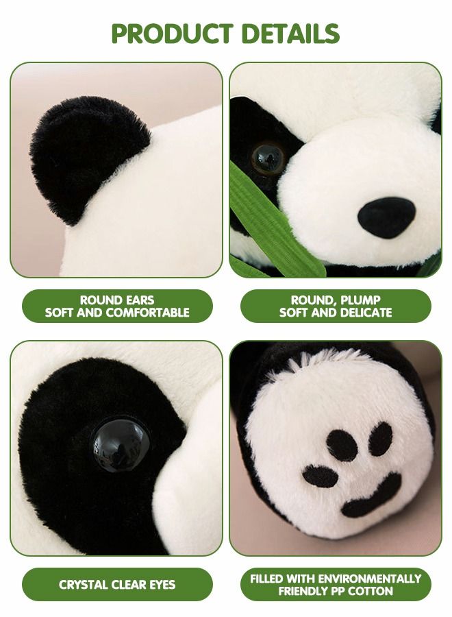 GROIC 28cm Panda Plush Toy Plush Animal Doll Animal Plush Toy Children's Cartoon Animal Toy Companion Doll Panda Toy With Bamboo Leaves - Image 3