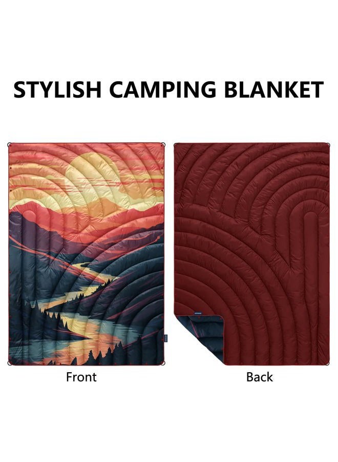 hotkoko Camping Blanket,Lightweight Puffy Printed Camping Blanket Packable Outdoor Blanket for Camping,Traveling, Stadium, Hiking, Picnics - Image 2