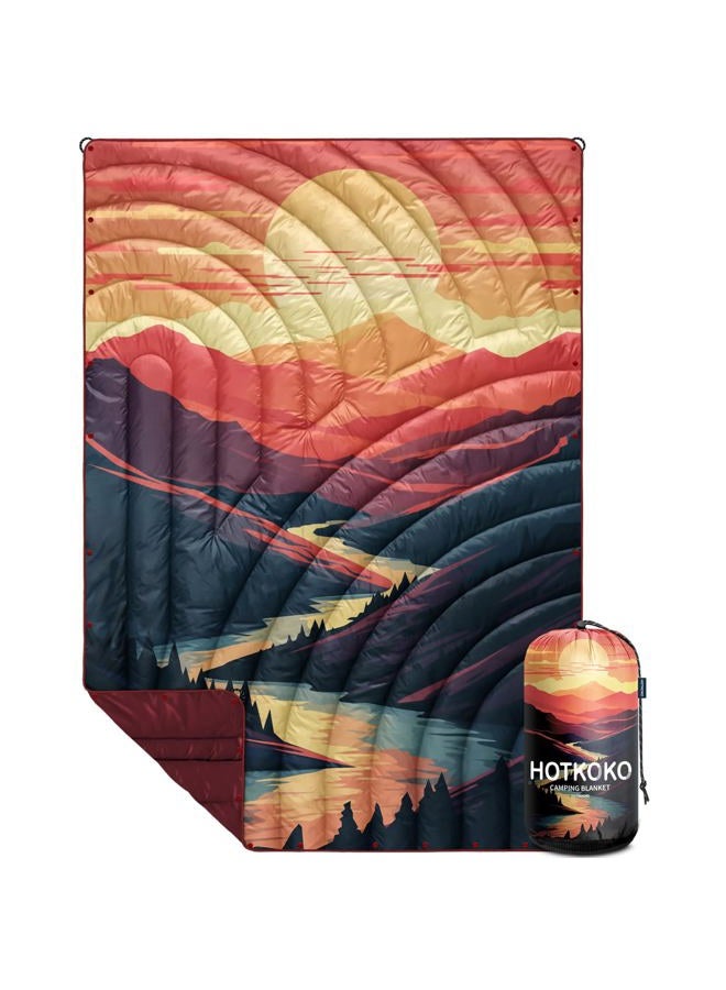 hotkoko Camping Blanket,Lightweight Puffy Printed Camping Blanket Packable Outdoor Blanket for Camping,Traveling, Stadium, Hiking, Picnics - Image 1