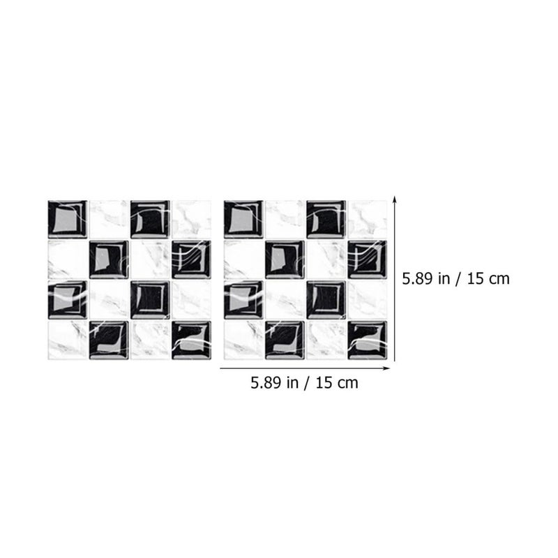 Black White Mosaic Vinyl Wall Stickers 15cm 10pcs Removable Self Adhesive Tile Decals - Image 3
