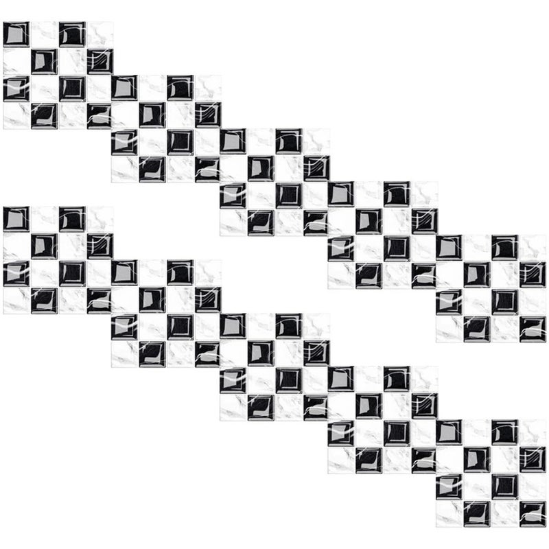 Black White Mosaic Vinyl Wall Stickers 15cm 10pcs Removable Self Adhesive Tile Decals - Image 2
