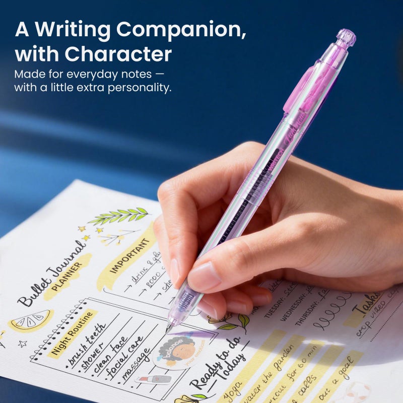 WRITECH Gel Pens Medium Point: Luminous pen set 0.7mm, Black Ink, Includes 2 Pens and 2 Refills, Silent Clicker, Smooth Writing for School Office & Everyday Use - Image 5