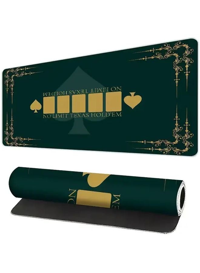 47 24 Inch Poker Table Mat Smooth Rubber Surface Non Slip Large Green Golden Design - Image 1
