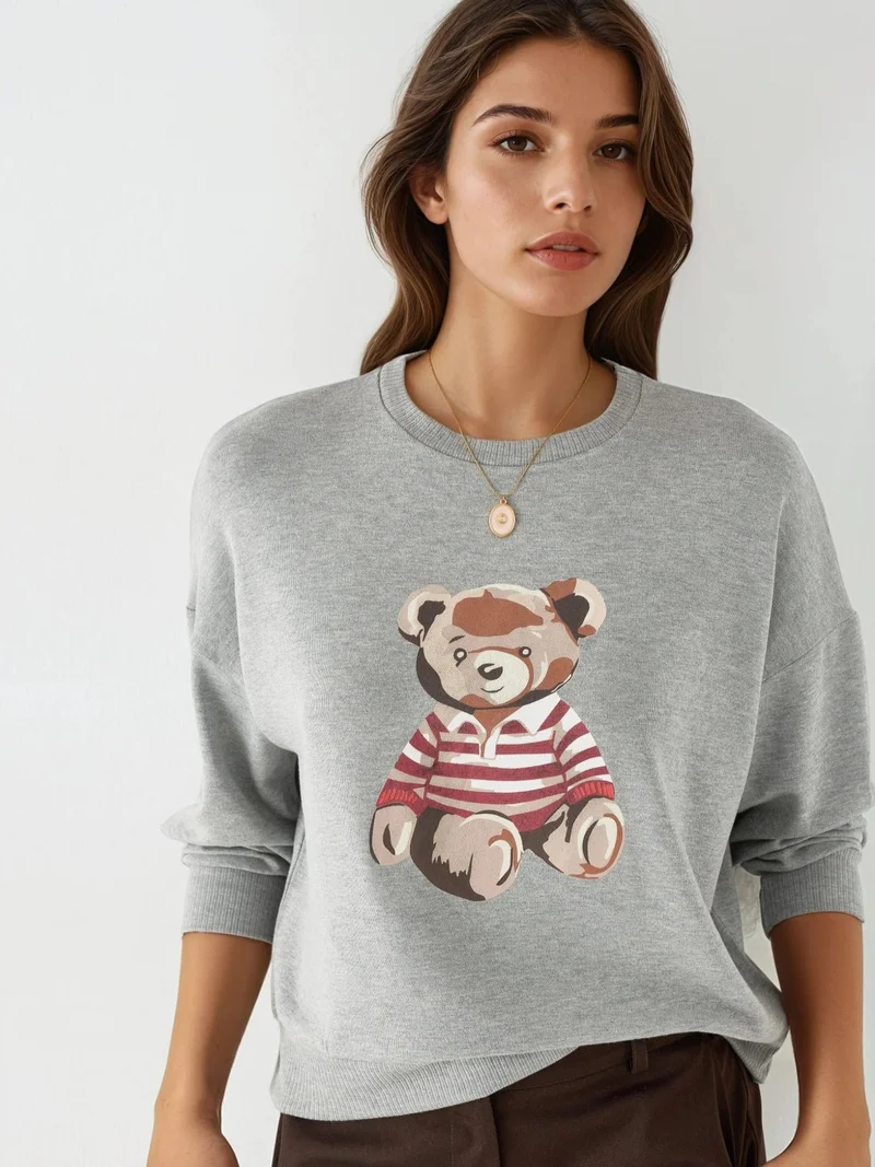 بوسيم BUSEM Printed Crew Neck Long Sleeved Sweatshirt