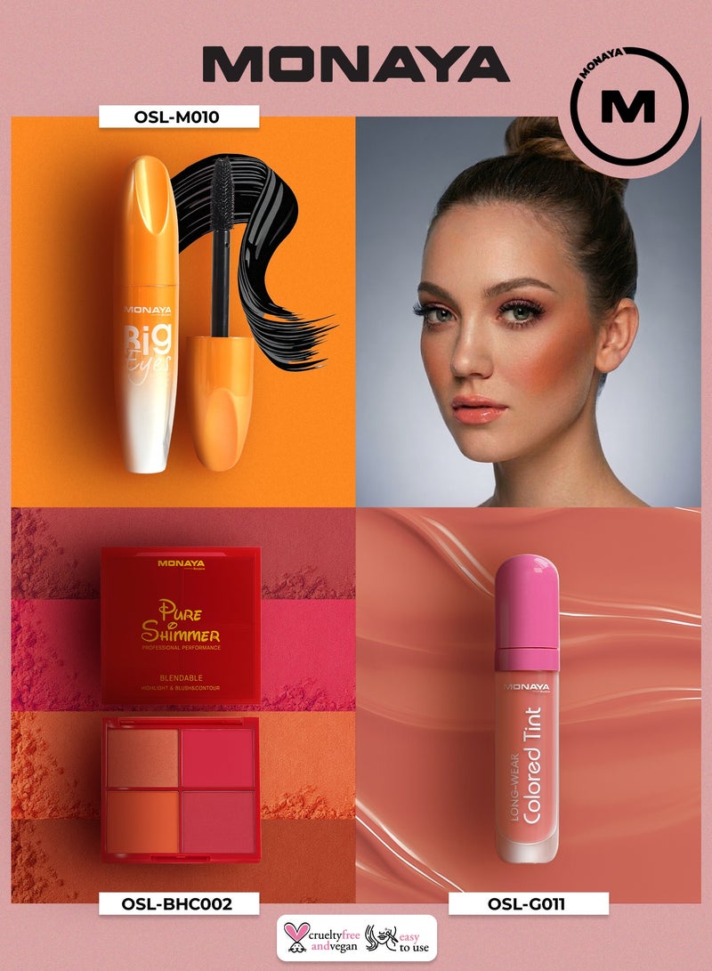 Monaya Everyday Glam 3-in-1 Bundle — Shimmer Blush & Contour, Lip Tint & Mascara - Image 1