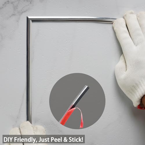 Hungbak Peel and Stick Finish Molding Trim for Wall Ceiling Mirror Tile Edge Furniture and Home Decoration Shiny Silver 10m x 1cm - Image 3