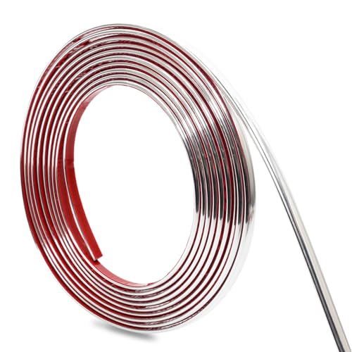 Hungbak Peel and Stick Finish Molding Trim for Wall Ceiling Mirror Tile Edge Furniture and Home Decoration Shiny Silver 10m x 1cm - Image 1