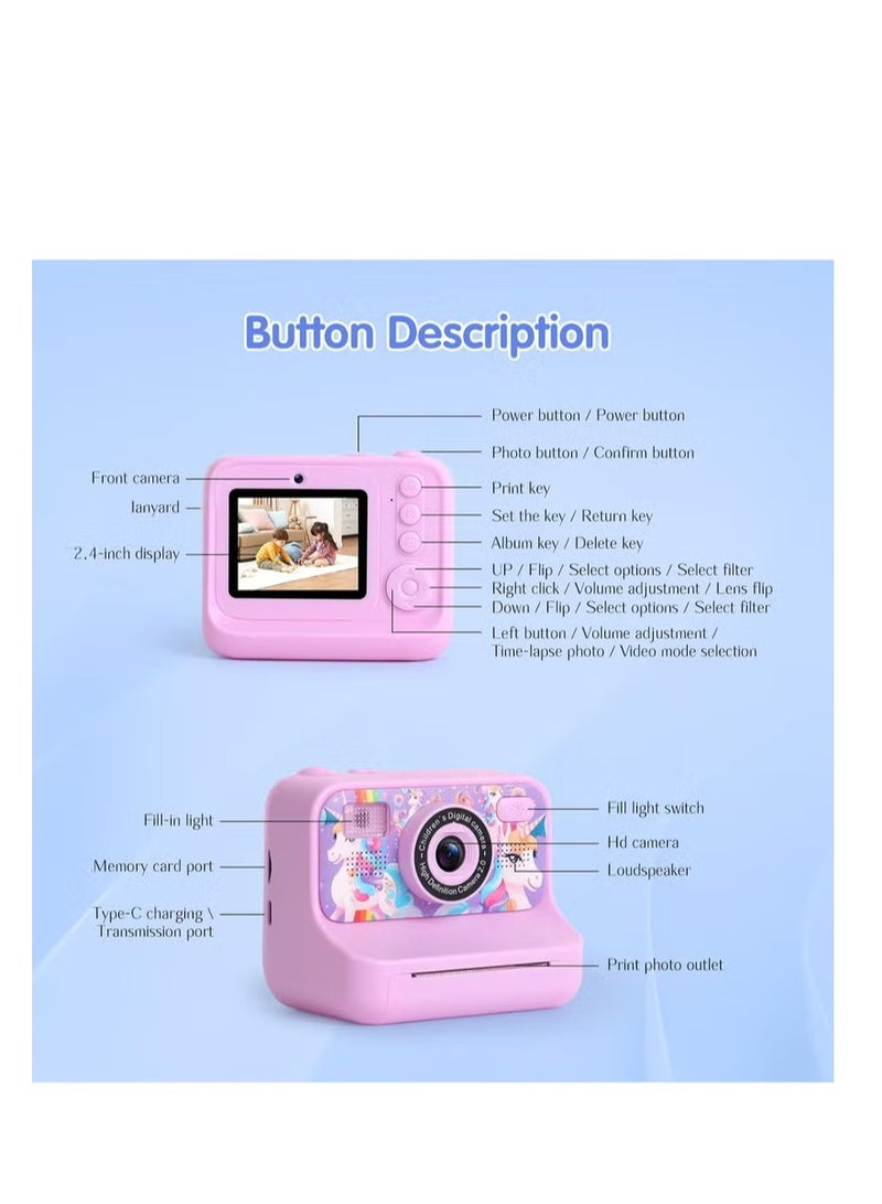 BlueFire Kids Instant Print Camera with 1080P HD Video, MP3 Music Player, Thermal Printer, Games & Rechargeable Battery – Cute Dinosaur Digital Camera for Boys & Girls, Educational Toy for Creativity, Photo, Vlog, DIY Coloring & Learning Fun  - Image 4