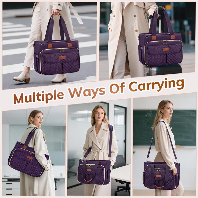 RAINSMORE Teacher Tote Bag for Women Work Bags 15.6 Inch Laptop Tote Bag with Large Cup Holder Nurse Bag Computer Handbag - Image 5