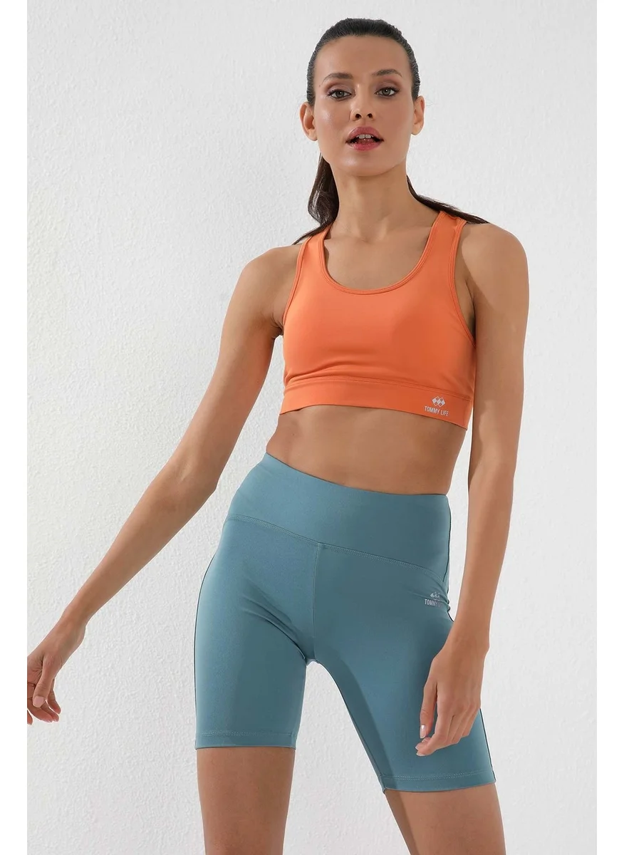 Tommy Life Mint Green Women's High Waist Slimming Short Biker Leggings - 91007