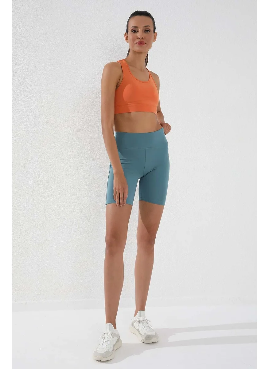 Tommy Life Mint Green Women's High Waist Slimming Short Biker Leggings - 91007