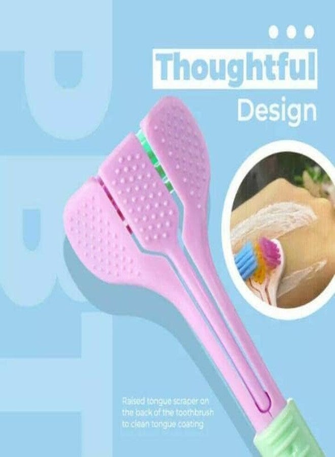 Jinshining 2 Pcs Random Color Three-Sided Soft Hair Toothbrush, Effective Wrap-Around Design, Deeply and Thoroughly to Clean Teeth and Gums, Suitable for Adults and Children Toothbrushes Accessories Oral Care - Image 5