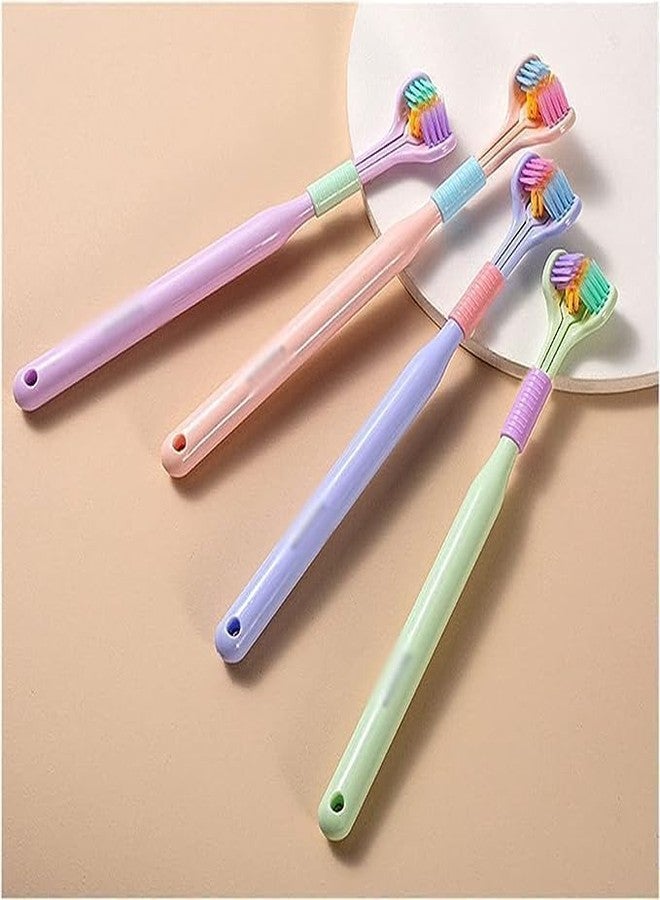Jinshining 2 Pcs Random Color Three-Sided Soft Hair Toothbrush, Effective Wrap-Around Design, Deeply and Thoroughly to Clean Teeth and Gums, Suitable for Adults and Children Toothbrushes Accessories Oral Care - Image 3