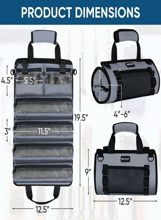 تيكون حقيبة أدوات TICONN، منظم حقيبة أدوات قابلة للطي شديد التحمل، حقيبة تخزين أدوات محمولة مرئية مع حقيبتين قابلتين للفصل (أخضر) - Image 4