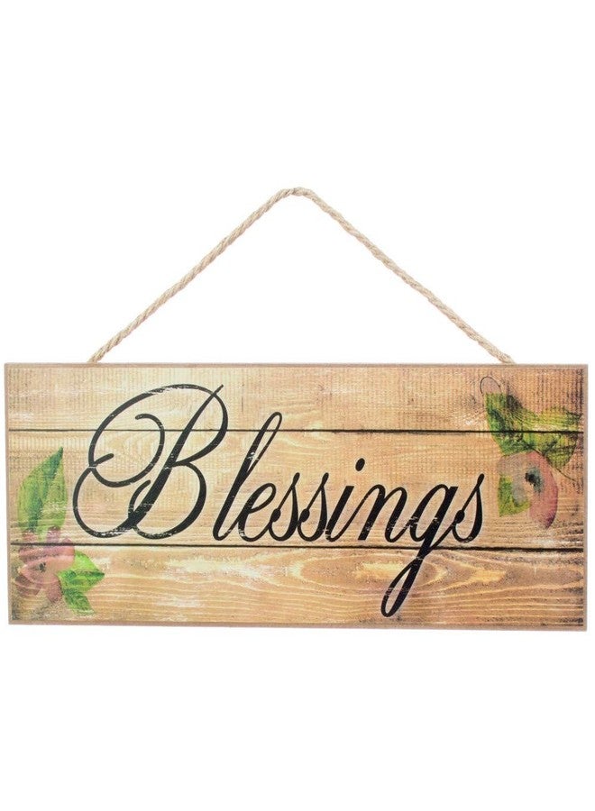 GiftWrap Etc. Blessings Sign Fall Wreath Decor - 15" x 5", Christmas, Thanksgiving Front Door Decoration, Fall Decor, Rustic Farmhouse, Wreath, Home, Kitchen, Porch, Blessed - Image 1