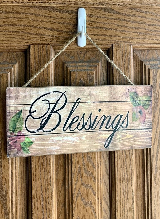 GiftWrap Etc. Blessings Sign Fall Wreath Decor - 15" x 5", Christmas, Thanksgiving Front Door Decoration, Fall Decor, Rustic Farmhouse, Wreath, Home, Kitchen, Porch, Blessed - Image 4