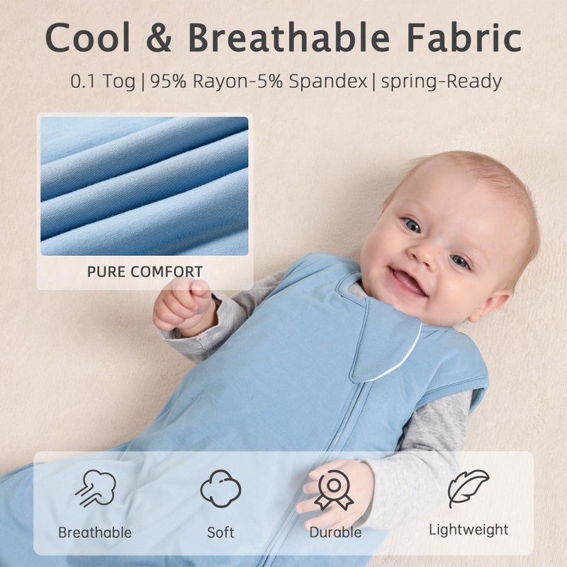 HEDSYOUHH 1.0 Tog Baby Sleep Sack, Wearable Blanket for Infants & Toddlers, Bamboo Rayon, 2-Way Zipper, Sleeping Bag for Newborn Babies, Lightweight for Spring & Autumn,Blue,L - Image 5