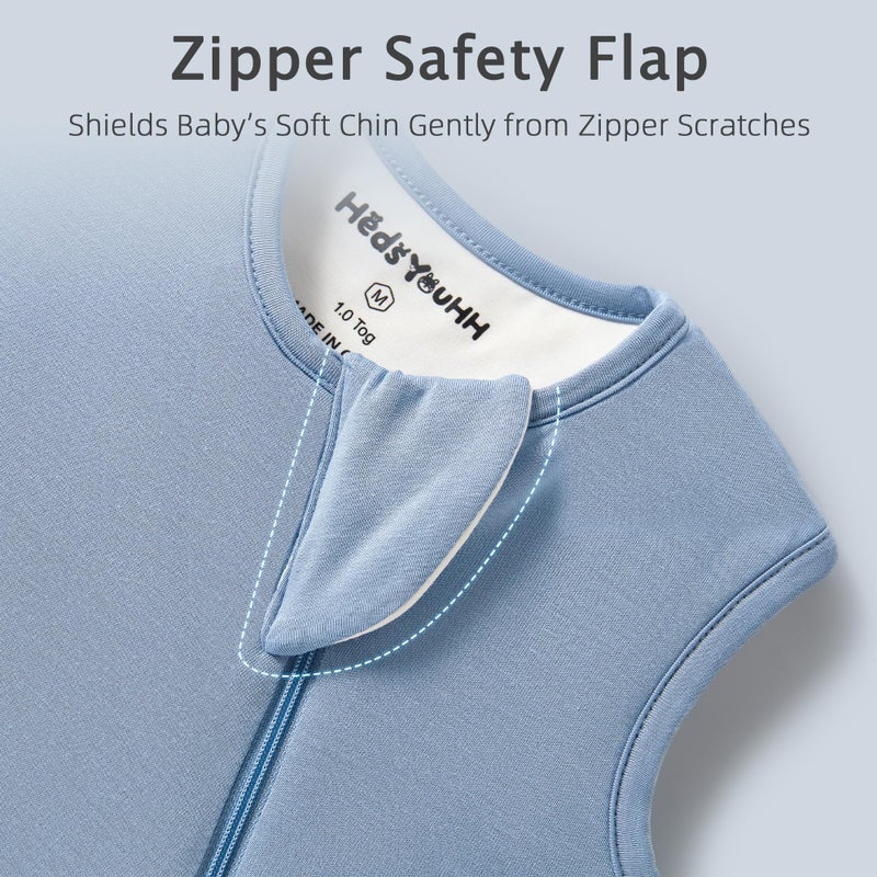 HEDSYOUHH 1.0 Tog Baby Sleep Sack, Wearable Blanket for Infants & Toddlers, Bamboo Rayon, 2-Way Zipper, Sleeping Bag for Newborn Babies, Lightweight for Spring & Autumn,Blue,L - Image 3