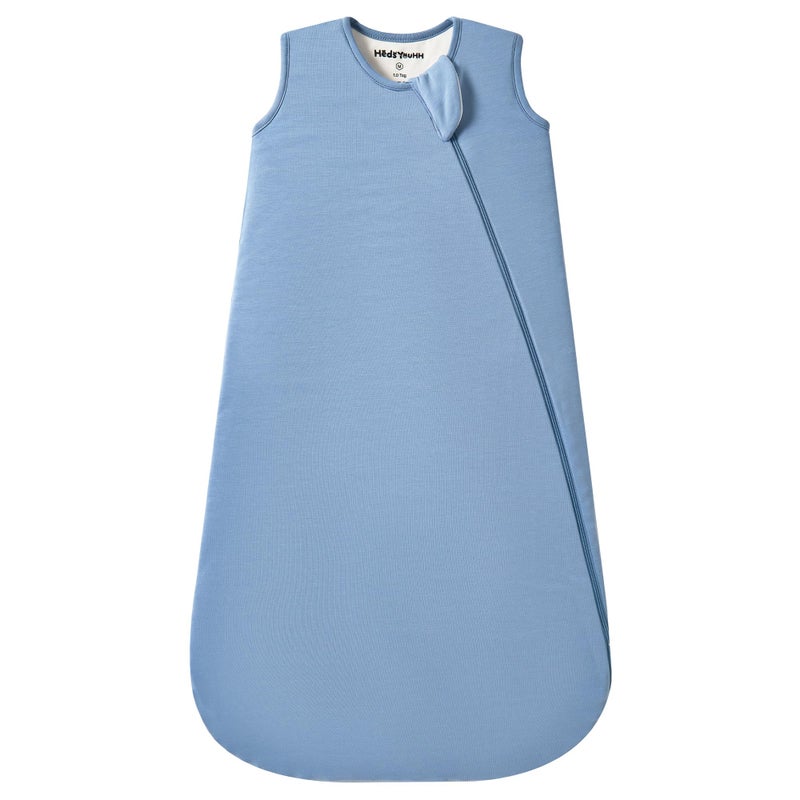 HEDSYOUHH 1.0 Tog Baby Sleep Sack, Wearable Blanket for Infants & Toddlers, Bamboo Rayon, 2-Way Zipper, Sleeping Bag for Newborn Babies, Lightweight for Spring & Autumn,Blue,L - Image 1