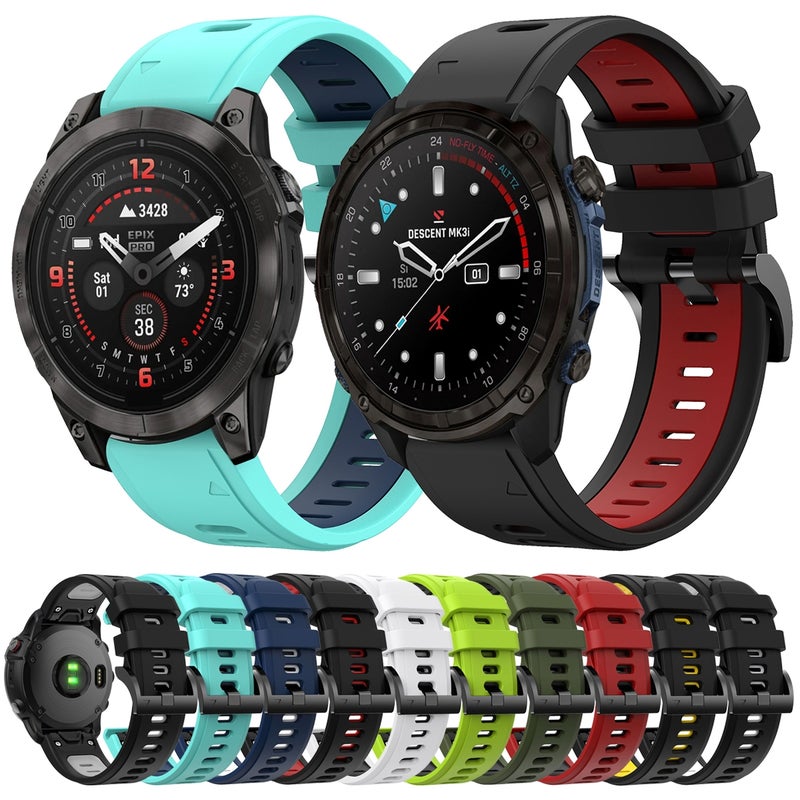سوار ساعة Garmin Fenix 8 Mip الرياضي، مقاس 51 مم، بلونين، مقاس 26 مم، من السيليكون (برتقالي + أسود) - Image 3