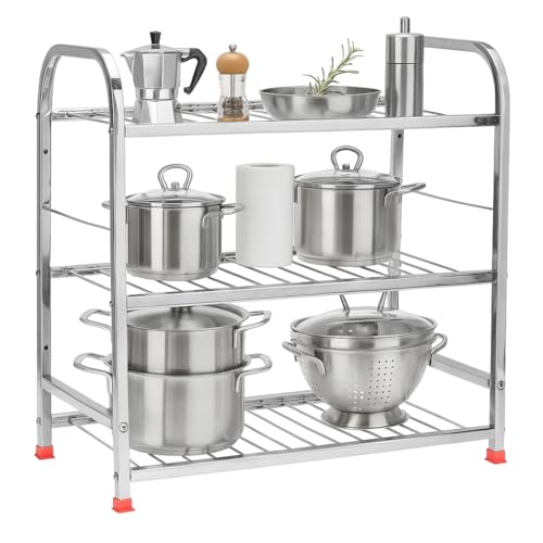 TechSrmaji 3-Tier Stainless Steel Foldable Storage Rack Bartan Stand with Pipe Frame | Heavy Duty, Rustproof & Space-Saving Organizer for Kitchen, Home & Office | Easy Assembly (Silver) - Image 1
