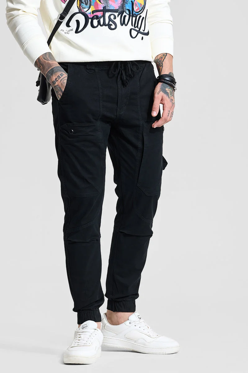 SNITCH بنطلون كارغو ضيق أسود