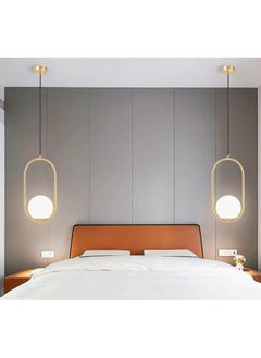 HUA QIANG WANG Globe Glass Ball Industrial Pendant Light, Modern Antique Brass Hanging Lamp Lighting, Gold Mid Century Ceiling Light Fixture for Living Room Dining Room Bedroom Hallway  - Image 3