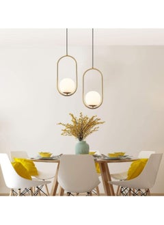 HUA QIANG WANG Globe Glass Ball Industrial Pendant Light, Modern Antique Brass Hanging Lamp Lighting, Gold Mid Century Ceiling Light Fixture for Living Room Dining Room Bedroom Hallway  - Image 4