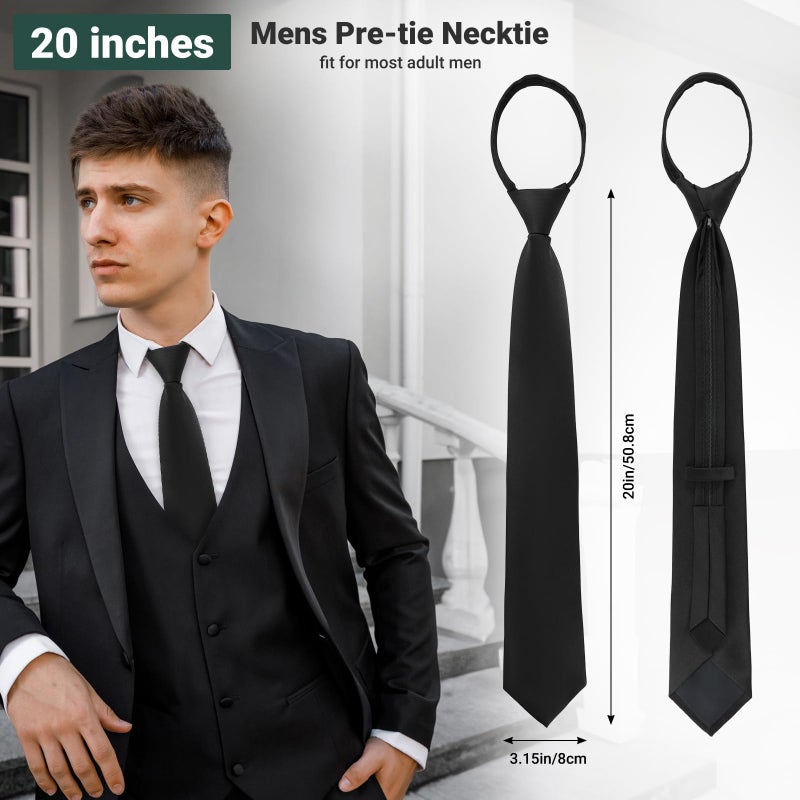 UETLRO Pre Tied Adjustable Black Zipper Ties for Men 3.15" (8CM) Womens Solid Color Necktie - Image 5