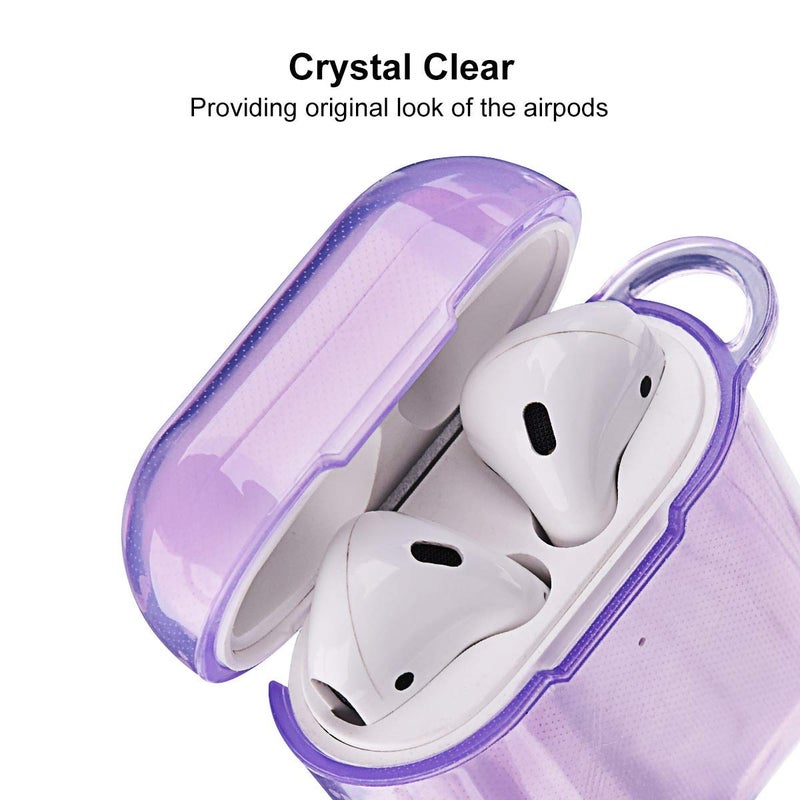 AIRSPO Airpods Case Cover, Clear Soft TPU Protective Cover Compatible with Apple AirPods 1/2 Wireless Charging Case with Keychain (Clear Purpl) - Image 3